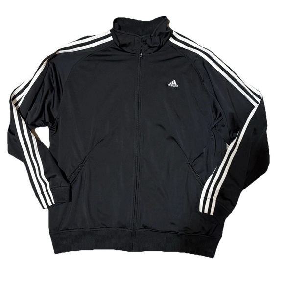adidas Other - Adidas Men’s Black Tricot Track Jacket Size L 3-Stripes Zip Athletic Streetwear